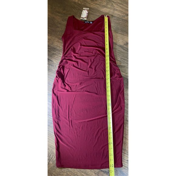 BOOHOO Maternity Over The Bump Bodycon Dress Berry - Picture 7 of 10